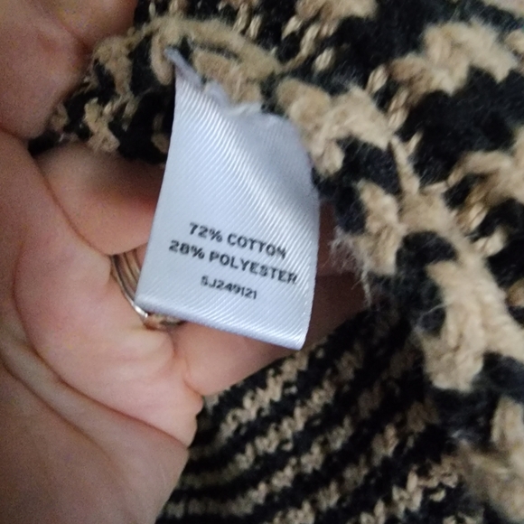 Striped black and tan open cardigan sweater - Picture 5 of 8